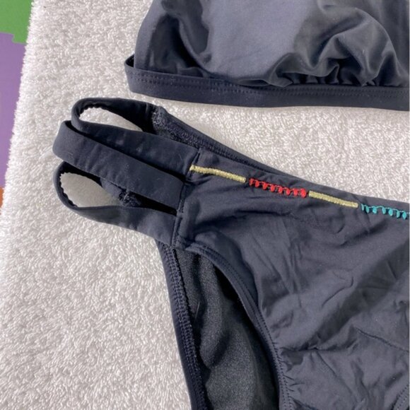 5/$25 La Vie Wn Rose Stylish Black Bikini Set W Scrunch Bottom XL - Picture 8 of 15
